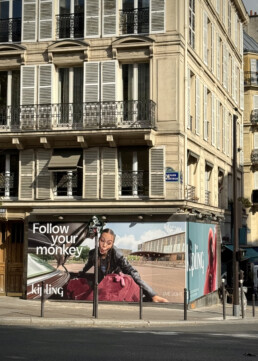 Billboard Premium Wallscapes in Paris Kipling outdoor street campaign X Surface media Le Marais